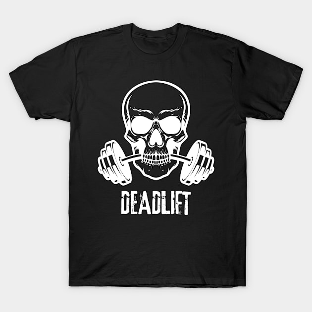 Deadlift Skeleton. Gym skull T-Shirt by Clothing Spot 